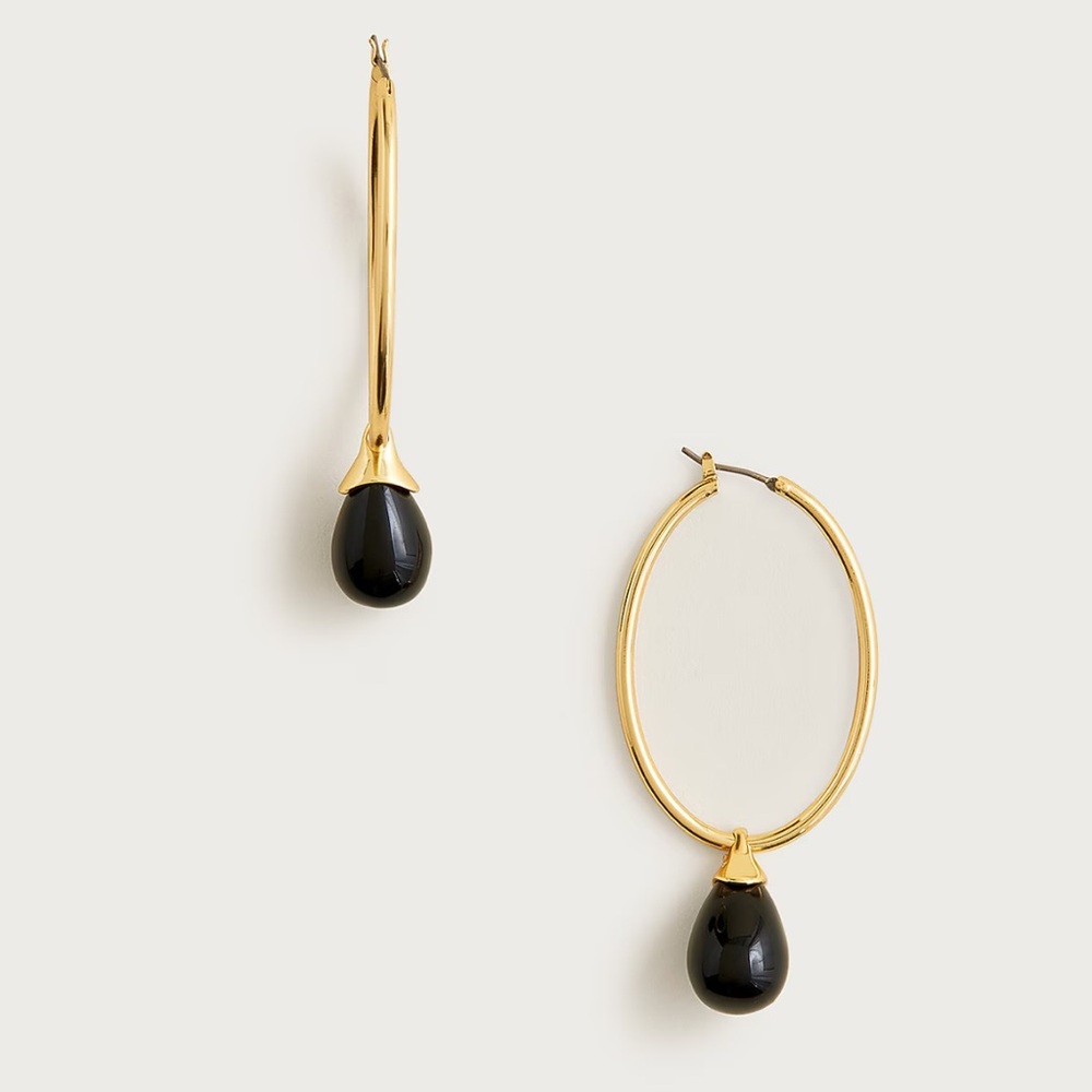 J crew black Beaded oval hoop earrings